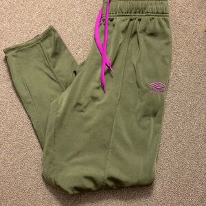 Umbro Vintage Baggy Olive Green Joggers with Purple Accents